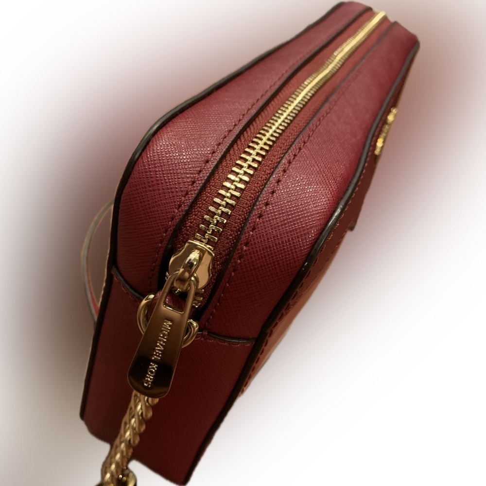 NWOT Michael Kors Hearts Jet Set Saffiano Leather Red Crossbody Bag Gold Chain - Picture 11 of 11